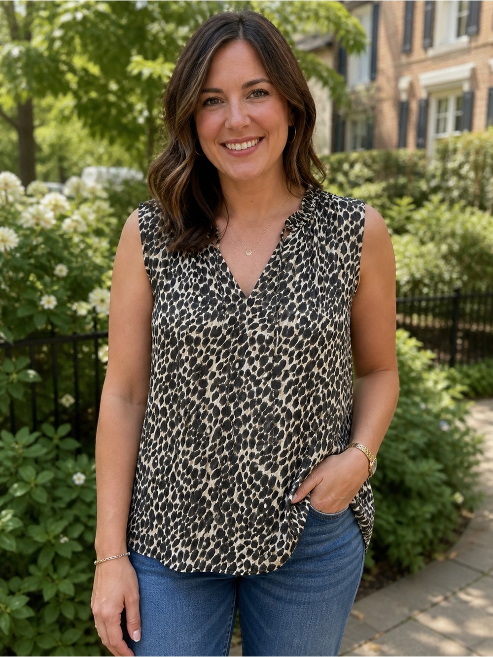 J.Crew Leopard Print Sleeveless Blouse – Size M